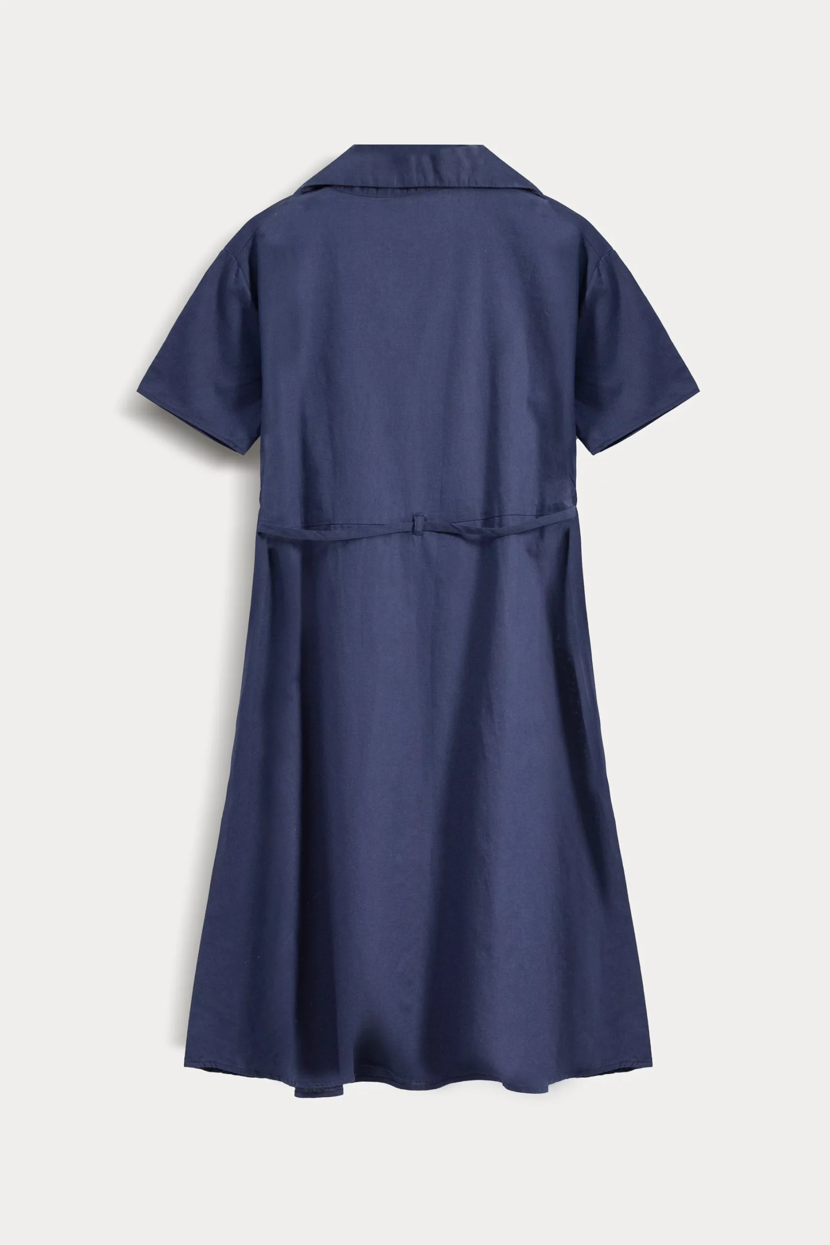 NOTCH COLLAR BELTED DRESS