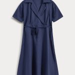NOTCH COLLAR BELTED DRESS