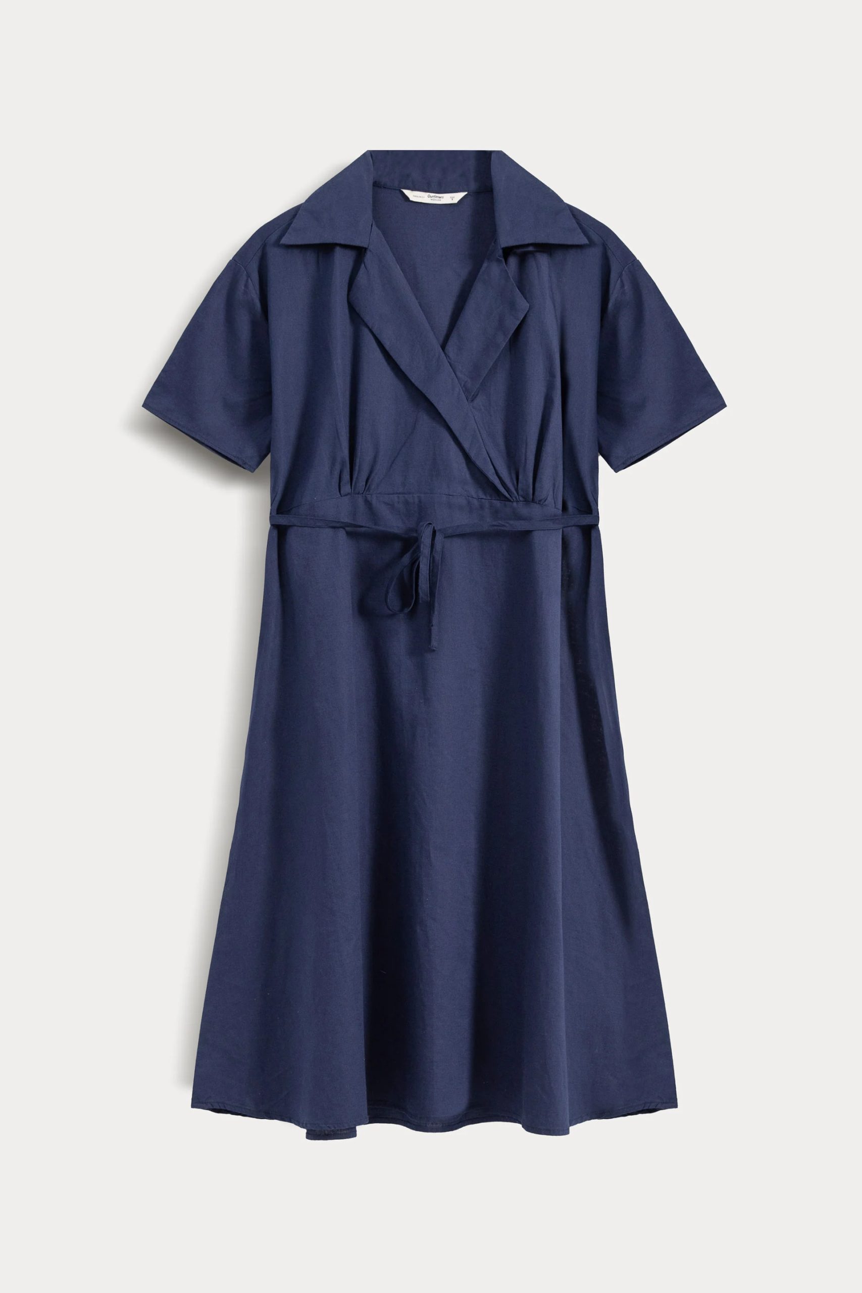 NOTCH COLLAR BELTED DRESS