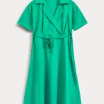 NOTCH COLLAR BELTED DRES