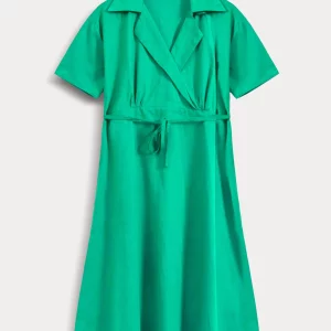 NOTCH COLLAR BELTED DRES