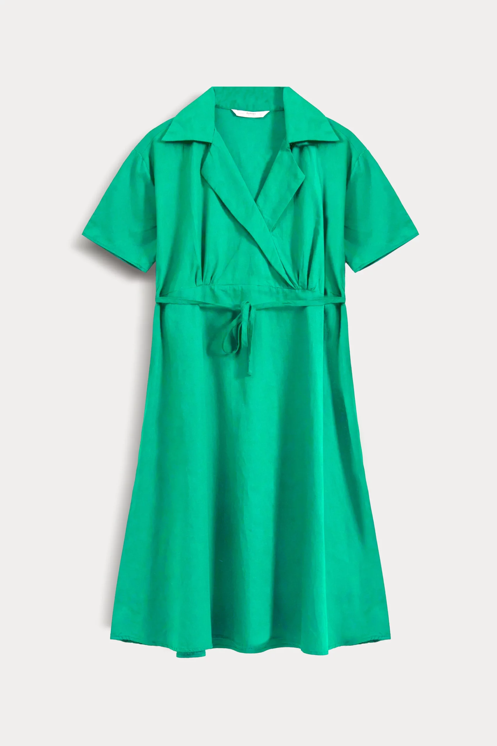 NOTCH COLLAR BELTED DRES